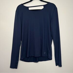 Freely Long Sleeve Workout Top Navy‎ Blue M Open Back Thumb Holes